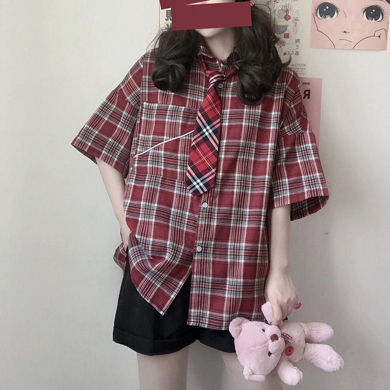 双马尾协会 日系JK制服港风学院风学生制服 超酷の格子短袖衬衫|msdalam kategori Butik wanita / wanita, shirt - dari Buy2taobao.com untuk memberikan perkhidmatan ejen Taobao profesional membeli