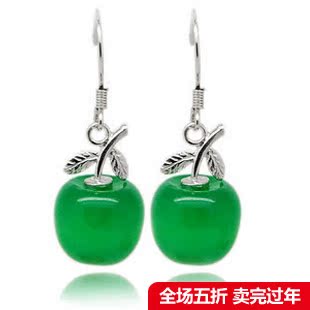 925纯银耳环 女 韩国耳坠长款 银饰品 可爱苹果耳饰 包邮 925纯银耳环 女 韩国耳坠长款 银饰品 可爱苹果耳饰 包邮