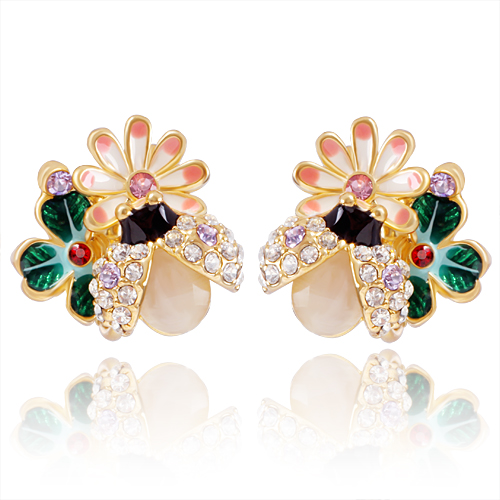 花朵瓢虫甜美无耳洞...