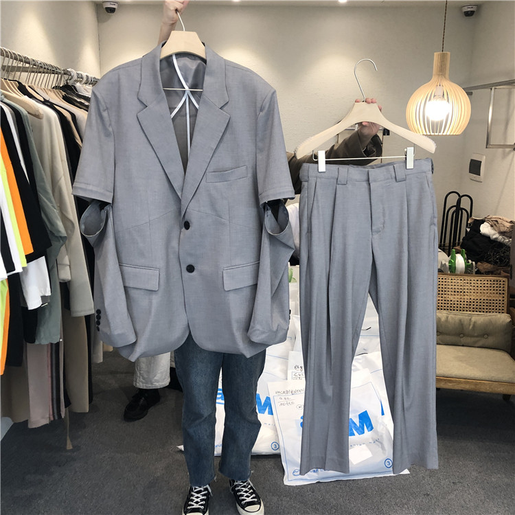 東大門韓國男裝代購直播款式手肘破洞寬松雅痞西服西褲套裝190515在類目 男裝, 西服套裝中 - 來自Buy2taobao.com提供專業的淘寶代購服務