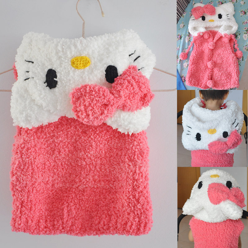 KT猫<em>宝宝</em>长毛绒绒线<em>马甲</em> <em>宝宝</em>KT猫大帽子<em>马甲</em>