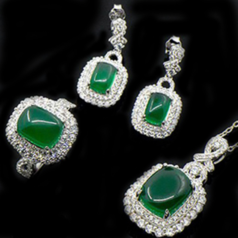 Manufactor Direct selling Chrysoprase jewelry suit Jasper Necklace Earrings Ring Various types of silver jewelryin the Accessories/Fashion Jewelry, Necklace category - from Buy2taobao.com to provide professional Taobao agent buy service