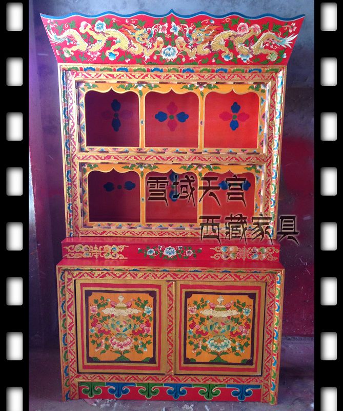 customized Tibetan Pure handwork Coloured drawing Shrines Temple 1890 Tibetan Buddhism Supplies Tibet furniture Snowy Templein the Residential furniture , Cabinet , Buddha cabinet/Shrines category - from Buy2taobao.com to provide professional Taobao agent buy service