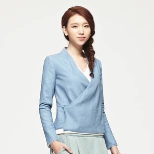 初棉 新款亚麻女士小西服西装外套 女 修身韩版外套 女 S6500