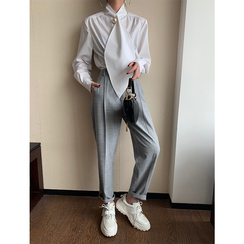 Nancycavally Little King home 2019 Spring new female chic temperament Western-style trousers Easy Show thin Casual pantsin the Women's clothing/Boutique , Pants , Suit pants/Dress pants category - from Buy2taobao.com to provide professional Taobao agent buy service