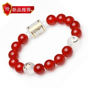  正品防伪开光天然红玛瑙六度六合申巳禅定佛 属猴蛇本命佛手链