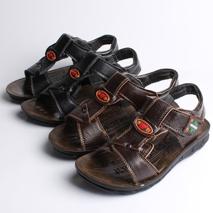  潮童童鞋13新款儿童凉鞋 真皮沙滩鞋 男童魔术贴皮革拼接469