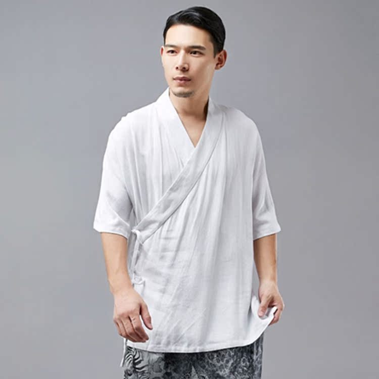 禅简男装 夏新禅意茶人修行瑜伽服纯麻斜襟交领复古中袖汉服衬衫在类目 男装, 民族服装中 - 来自Buy2taobao.com提供专业的淘宝代购服务