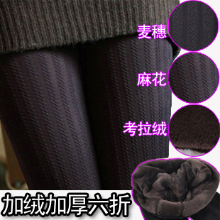  考拉绒加绒加厚保暖立体麻花纹打底裤秋冬女士新款麦穗打底连裤袜
