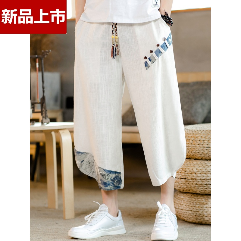 summer Chinese style Tang costume Flax 7 pants suit man Retro Hanfu Haren pants Shorts Cropped Trousersin the Sportswear/Casual Clothing , Sports T-shirt category - from Buy2taobao.com to provide professional Taobao agent buy service