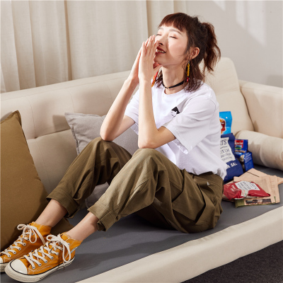 唐狮2019春季新款工装裤女宽松bf休闲裤女韩版宽松束脚高腰工装裤