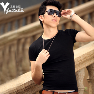  夏季新款 男装 t男恤短袖 紧身圆领男t恤 男士短袖打底衫男