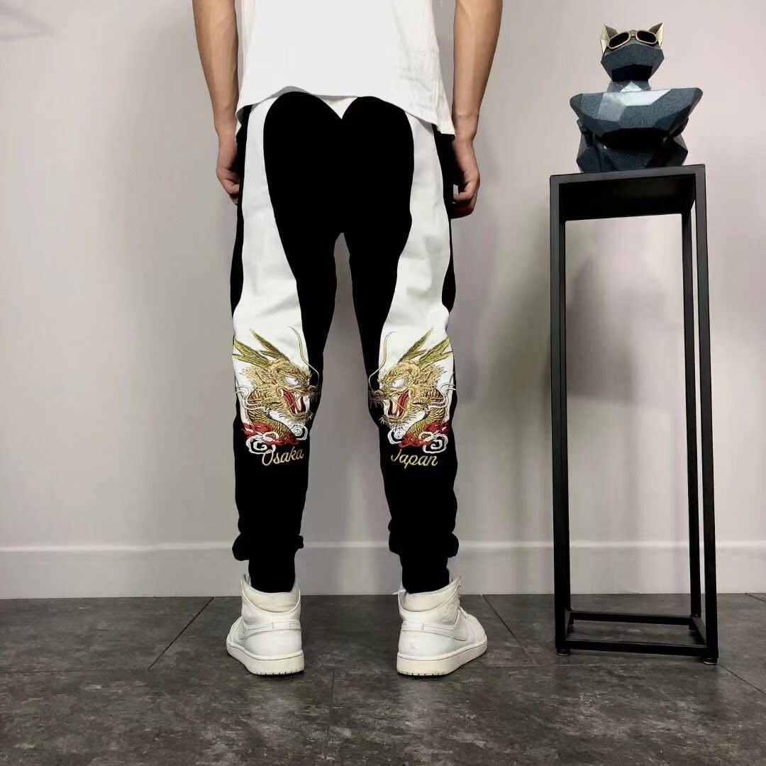 Large white printing Faucet Embroidery Hip hop sweatpants Ankle banded pants leisure time fashion Trend motion trousersin the Men's clothing, Casual pants category - from Buy2taobao.com to provide professional Taobao agent buy service