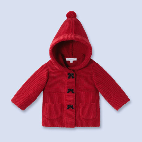 手工定制法国代购同款女宝宝红色毛衣外套儿童