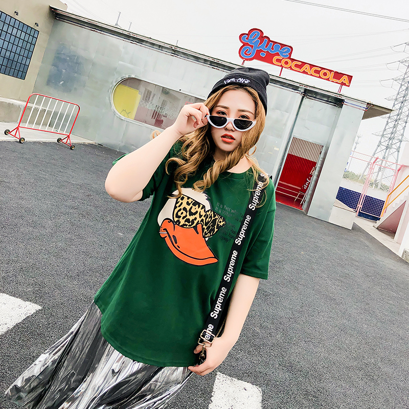 Shanshan Spring personality printing Short sleeved T-shirt Fat sister 200 XL Women's wear new pattern half sleeve jacketin the Women's clothing/Boutique , Large size women category - from Buy2taobao.com to provide professional Taobao agent buy service
