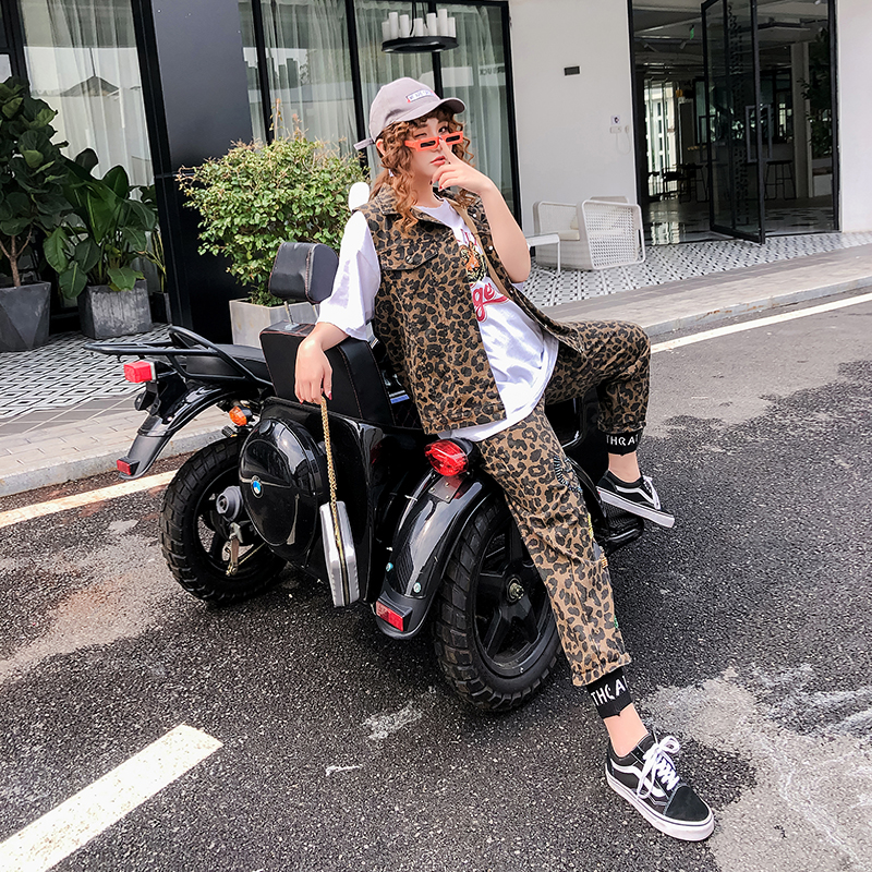 Shanshan Korean Edition cowboy Vest Two piece set mm Spring Large Women's wear By age Leopard suit 200 Jinin the Women's clothing/Boutique , Large size women category - from Buy2taobao.com to provide professional Taobao agent buy service