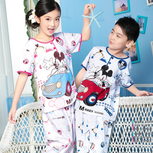  包邮儿童睡衣 短袖长裤夏宝宝睡衣套装 宝宝睡衣纯棉男孩睡衣大童