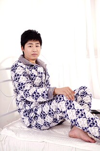2013新品冬季<em>男睡衣</em>珊瑚绒<em>三层加厚</em>夹棉家居