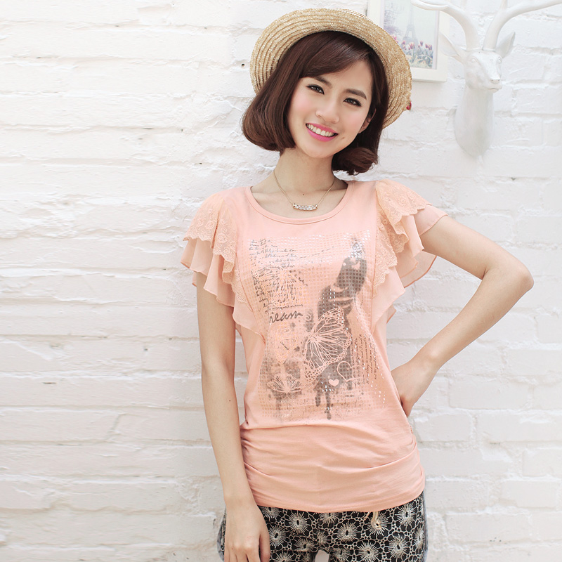 韩版修身甜美荷叶...