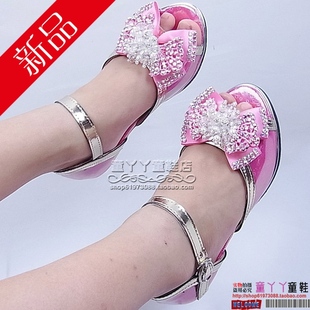  女童凉鞋 公主鞋新款韩版女童高跟凉鞋儿童鱼嘴凉鞋白色凉鞋