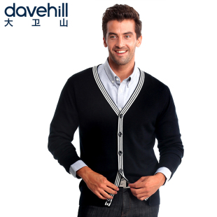  商务休闲羊毛衫 davehill大卫山男装羊毛毛衣 男士v领针织开衫