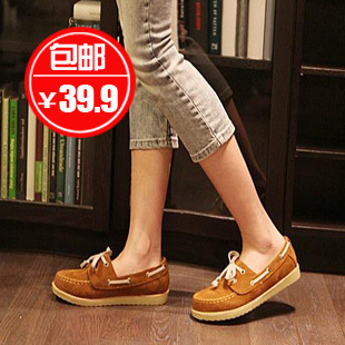  夏季新款单鞋女圆头平跟时尚英伦平底休闲韩版厚底女鞋子包邮