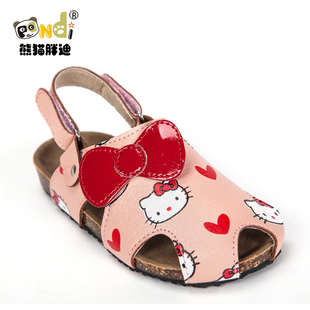  熊猫胖迪女童凉鞋年夏季新款 韩版儿童时尚KT猫蝴蝶结包头潮