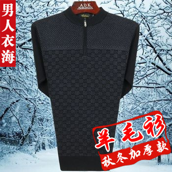 2013新款中老年<em>男士加厚羊毛</em>衫爸爸装冬装中