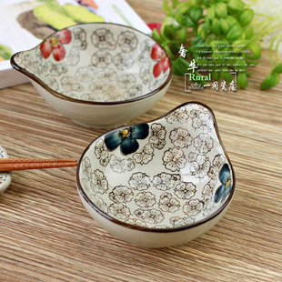  陶瓷青花青釉 陶瓷五瓣梅 沙拉碗 点心零食碗 手绘工艺