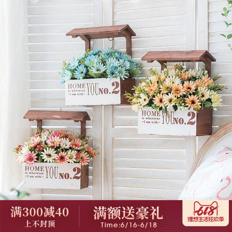 壁挂花墙壁装饰花田园家居花篮假花仿真花墙面壁饰北欧挂饰吊饰|msdalam kategori Aksesori rumah, mural - dari Buy2taobao.com untuk memberikan perkhidmatan ejen Taobao profesional membeli