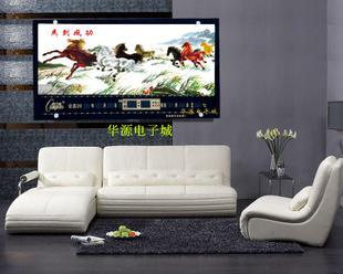  包邮康巴丝数码电子万年历风景山水画数码电子钟LED灯箱挂钟礼品