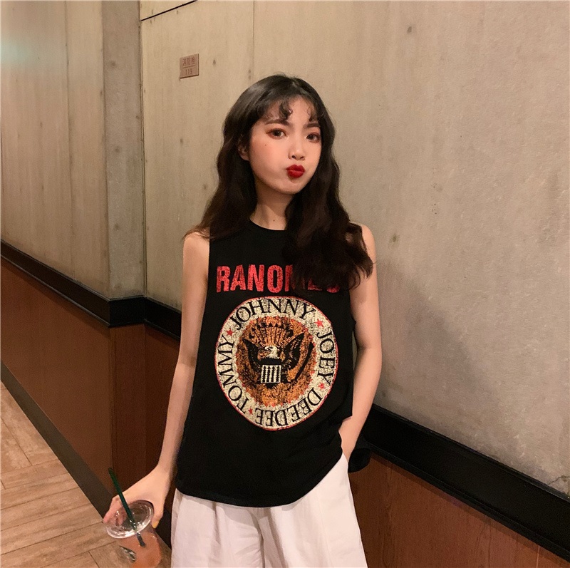 无袖T恤女背心外穿丧系衣服慵懒风宽松夏装韩版新款chic学生上衣|msdalam kategori Pakaian Dalam/seluar dalam lelaki/tracksuit, 内衣配件 - dari Buy2taobao.com untuk memberikan perkhidmatan ejen Taobao profesional membeli