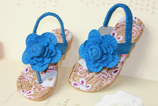  新款 儿童凉拖 韩版男女童凉鞋拖鞋 花朵公主夹趾沙滩鞋 包邮