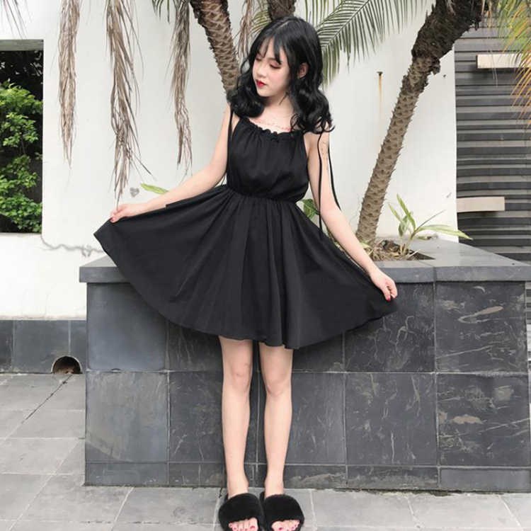 夏装女装韩版小清新高腰显瘦吊带裙连衣裙2019新款露肩学生小黑裙在类目 模玩/动漫/周边/cos/桌游, Cosplay服饰/道具/服务, Cosplay女装中 - 来自Buy2taobao.com提供专业的淘宝代购服务