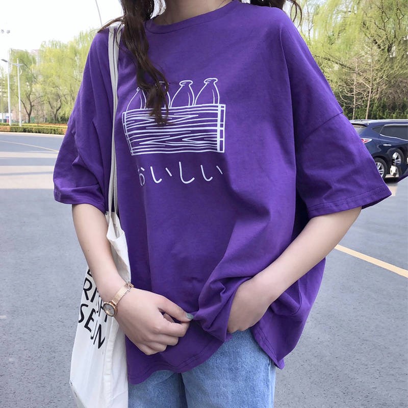 新款夏季装韩版ins上衣服印花紫色原宿风短袖t恤女学生宽松百搭潮在类目 模玩/动漫/周边/cos/桌游, Cosplay服饰/道具/服务, Cosplay女装中 - 来自Buy2taobao.com提供专业的淘宝代购服务