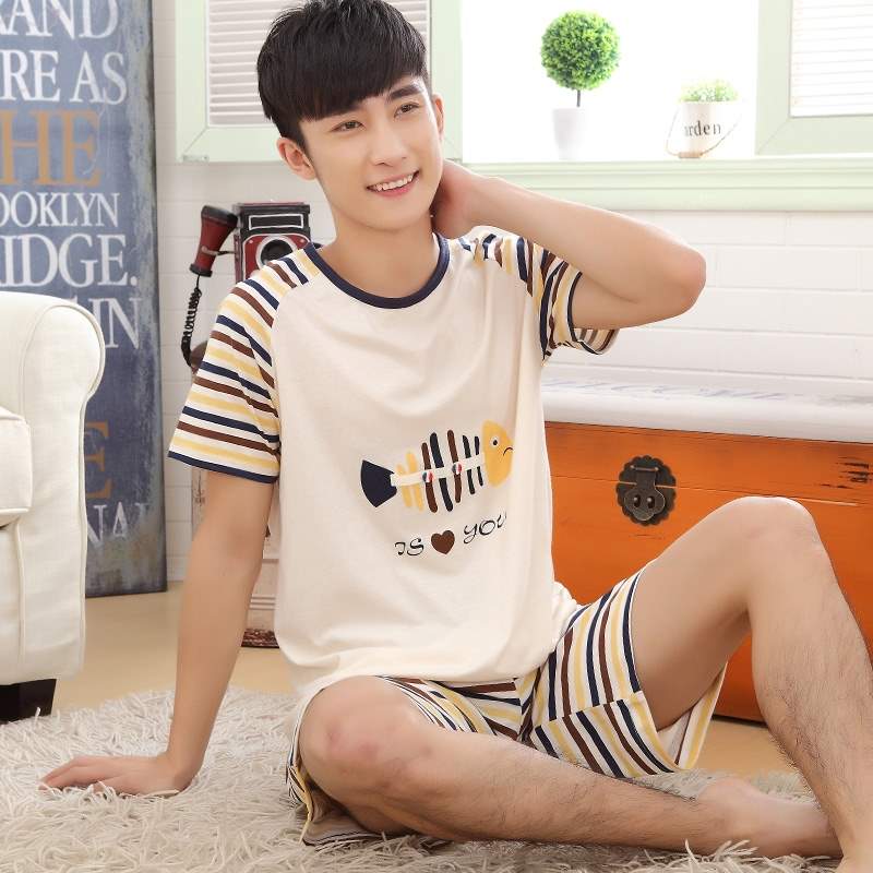 夏夏装男装睡衣夏季短袖纯棉青少年初中学生棉薄款莫代尔半袖套|msdalam kategori Pakaian Dalam/seluar dalam lelaki/tracksuit, baju tidur/pakej perkhidmatan rumah - dari Buy2taobao.com untuk memberikan perkhidmatan ejen Taobao profesional membeli