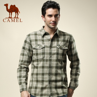  camel 骆驼男装正品 新款春季时尚潮流格子衬衣 男长袖衬衫