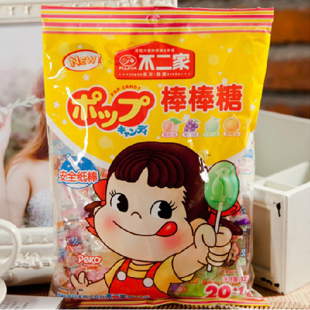 进口儿童零食糖果非罐装 日本不二家棒棒糖蜜桃葡萄香橙哈密瓜味