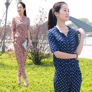  韩版修身连体裤长裤子连衣裤休闲连身裤中袖连体衣 夏 女 包邮