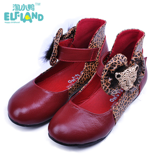  淘小鸭春夏新款儿童皮鞋 女童单鞋真皮 黑色牛皮女生大童鞋