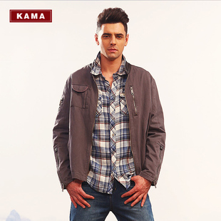  【秋装新品】KAMA卡玛 男士拼皮立领拉链休闲夹克外套 2312704