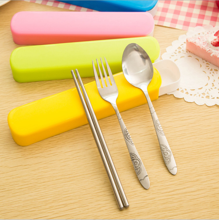 Korean Edition pinkycolor fashion environmental protection Stainless steel chopsticks Spoon fork outdoors portable Cutlery Set Health three piecesin the Outdoor/Mountaineer/Camping/Travel Goods , Stoves/Tableware/Picnic barbecue supplies , Picnic tableware category - from Buy2taobao.com to provide professional Taobao agent buy service