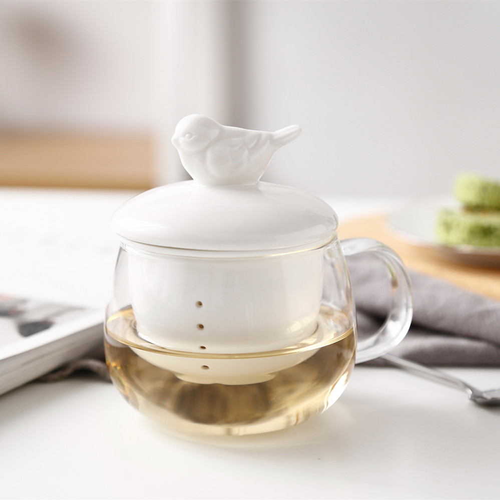Northern Europe Cartoon Simplicity Birds Heat glass thickening Three transparent Flower cup ceramics Tea cup filterin the Tableware , Tea set , Herbal Tea category - from Buy2taobao.com to provide professional Taobao agent buy service