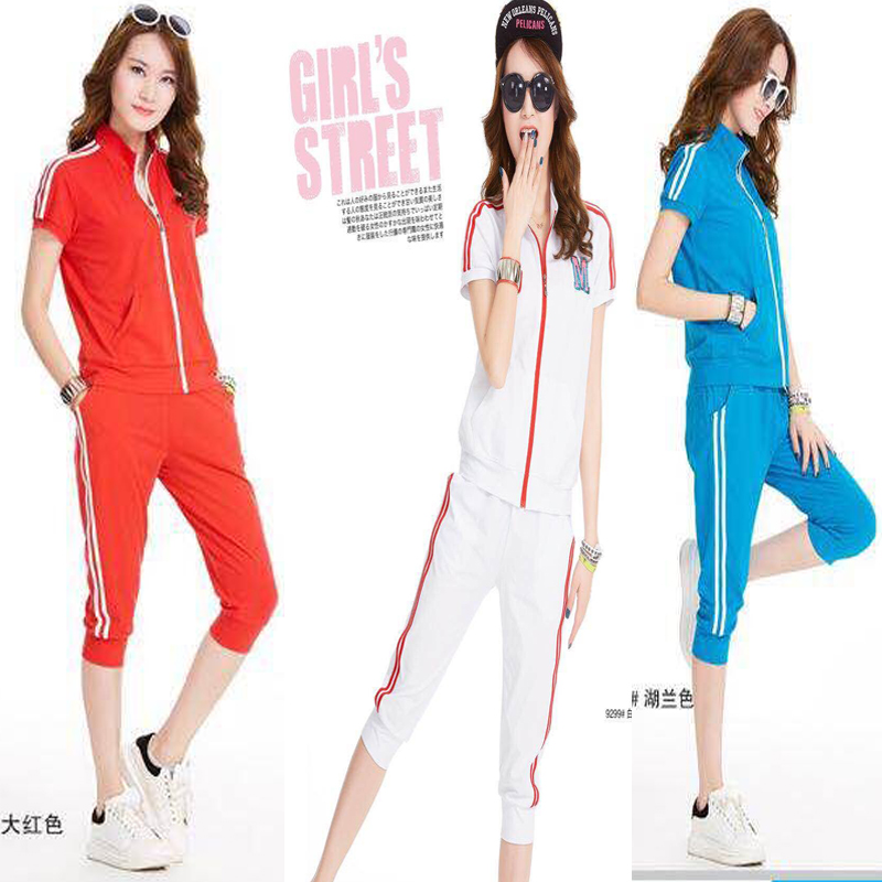 Short sleeved Sports suit 2018 new pattern Cropped Trousers Short sleeved suit Dirndl Big boy Sportswear The tide is pleasantin the Sportswear/Casual Clothing , Sport Package category - from Buy2taobao.com to provide professional Taobao agent buy service