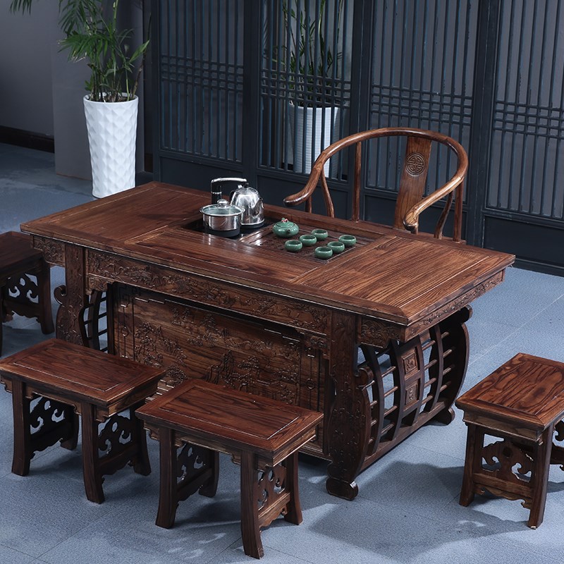 Tea ceremony Tea tables and chairs Table Kung Fu tea table Chinese style Elm Tea combination Solid wood table tea table Teahouse suitin the Residential furniture , Categories , Tea table category - from Buy2taobao.com to provide professional Taobao agent buy service