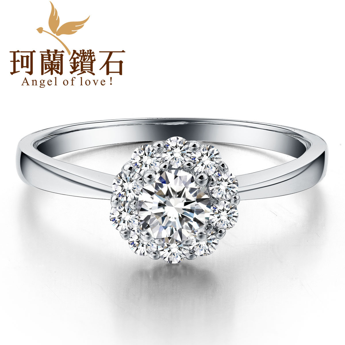Ke Flash effect 1 Carat Blue Diamond spot proposed married woman diamond ring 18K Platinum Diamond s q