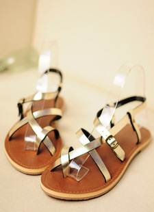  欧美英伦风复古罗马女鞋子交叉细带镂空平跟凉鞋平底鞋韩版女夏季