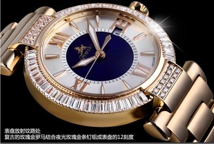 瑞士限量版正品 名牌手表女表镶钻全玫瑰金色