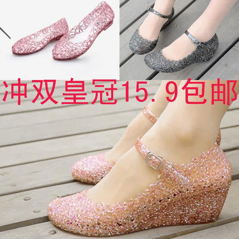 Hole bird's nest summer wedge Sandals shoes women shoes pierced plastic hole crystal jelly shoes shoe high heel women shoes