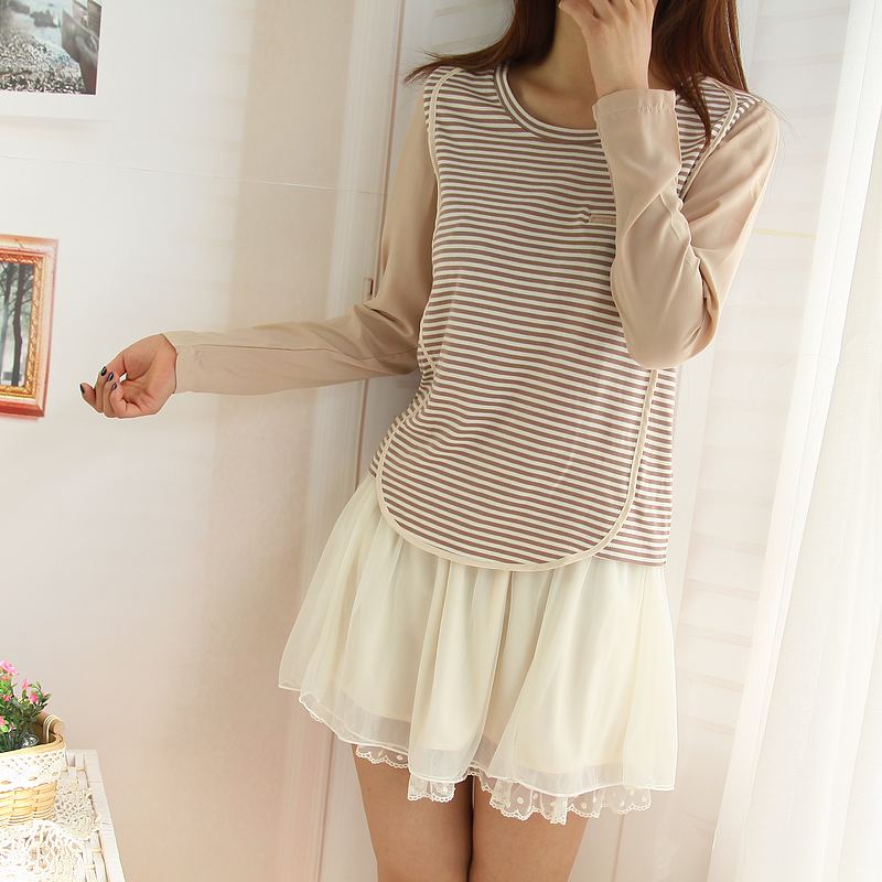 春装2013雪纺袖条纹...